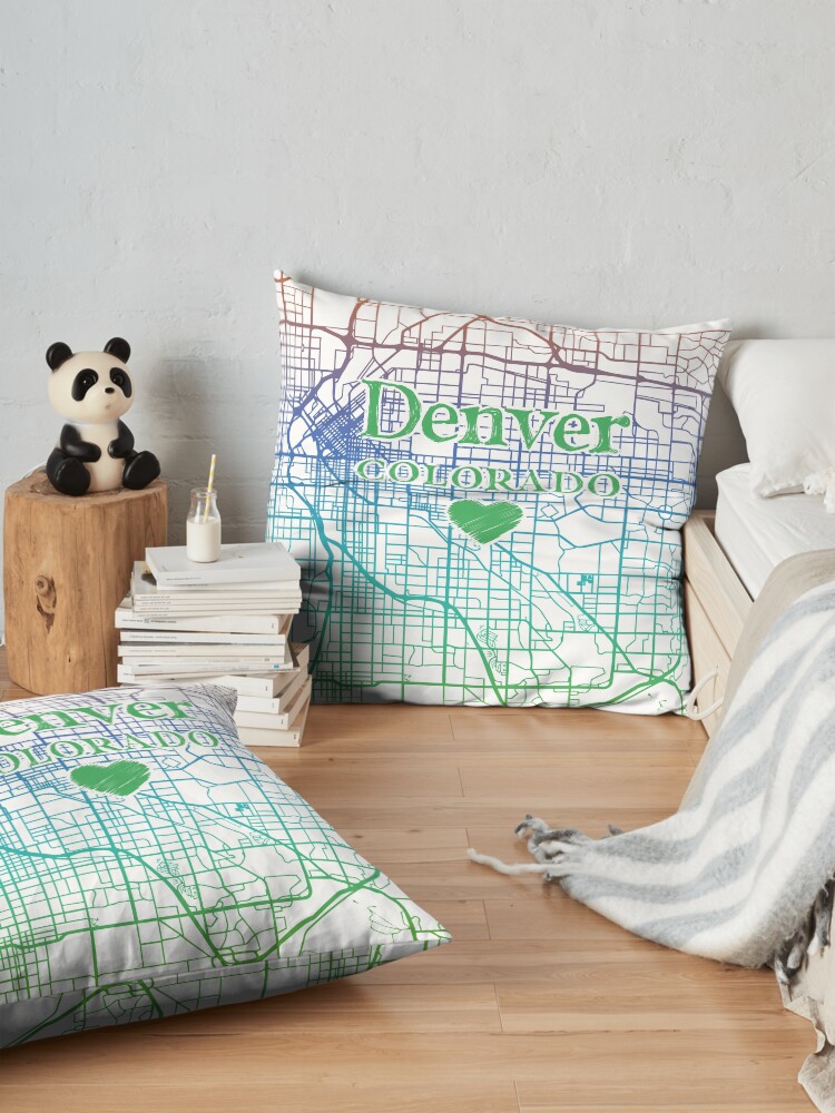 Alternate view of Denver, Colorado Souvenir Map Floor Pillow