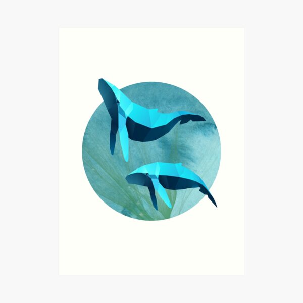 POLYGONAL WHALE FAMILY Art Print