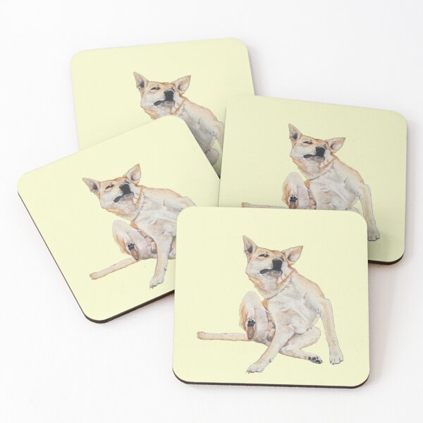 Item preview, Cute funny germman shepherd cross breed dog scratching art  designed and sold by pollywolly.