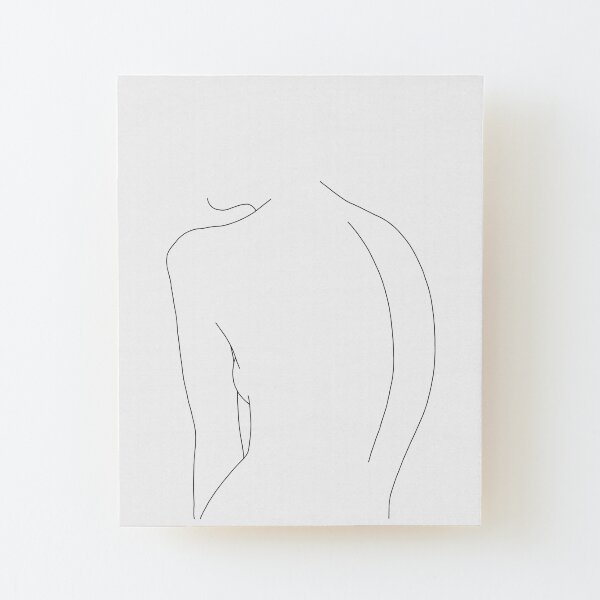 Nude back line drawing illustration - Alex Wood Mounted Print