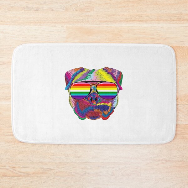 Item preview, Psychedelic Pug Dog Face with Gay Pride Sunglasses designed and sold by phoxydesign.