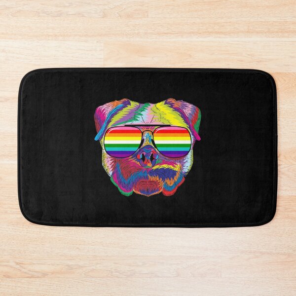 Item preview, Psychedelic Pug Dog Face with Gay Pride Sunglasses designed and sold by phoxydesign.