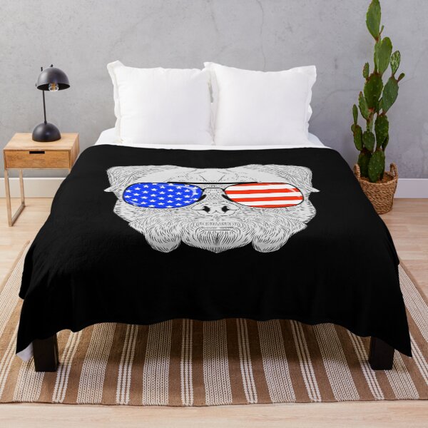 Item preview, Patriotic July 4th American Flag Pug Dog Face with Sunglasses for Independence Day Celebrations designed and sold by phoxydesign.