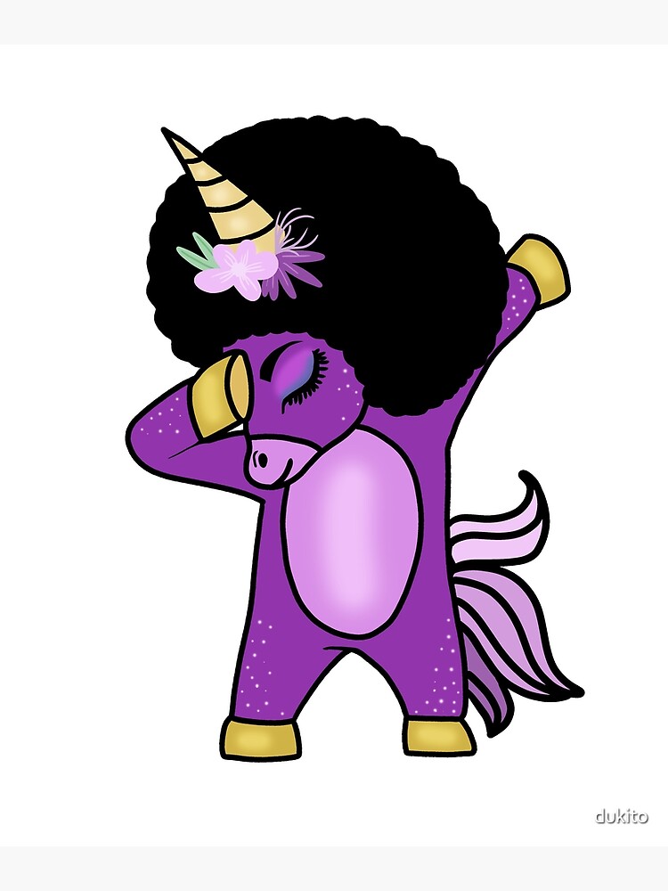 Funny Afro Unicorn Melanin dab dance  Greeting Card for Sale by dukito