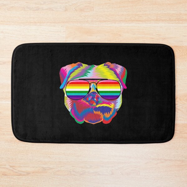 Item preview, Psychedelic Pug Dog Face with Gay Pride Sunglasses designed and sold by phoxydesign.
