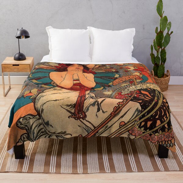 Monaco Monte Carlo.1897,Alphonse Mucha,litography Throw Blanket