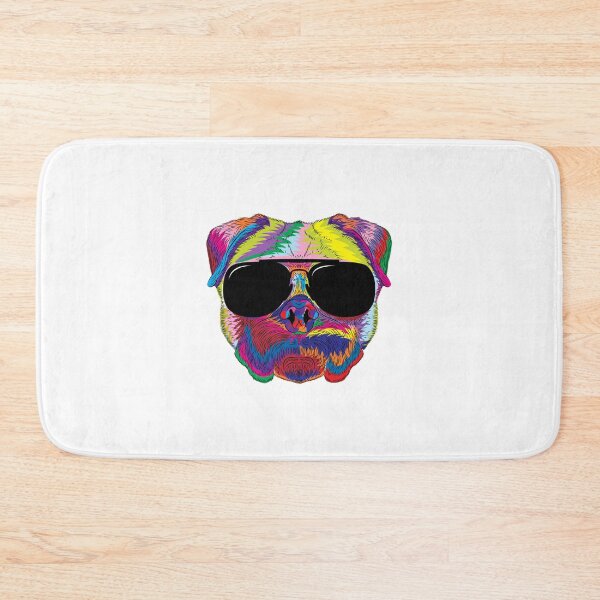 Item preview, Psychedelic Pug Dog Face with Sunglasses designed and sold by phoxydesign.