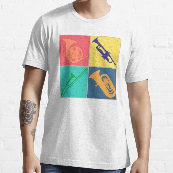 Brass Section Tshirt Pop Art Colorful Four Square Design V Neck T Shirt by  Phoxy Design