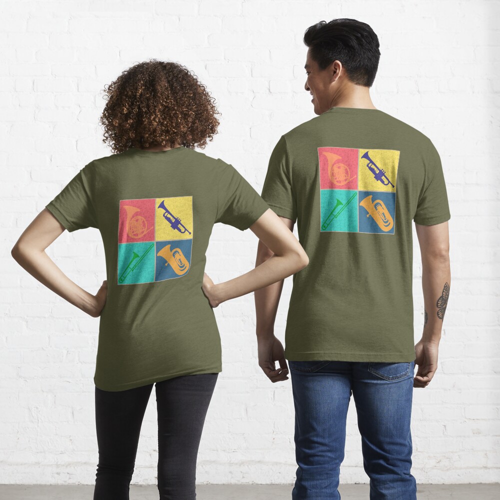 Brass Section Tshirt Pop Art Colorful Four Square Design V Neck T Shirt by  Phoxy Design