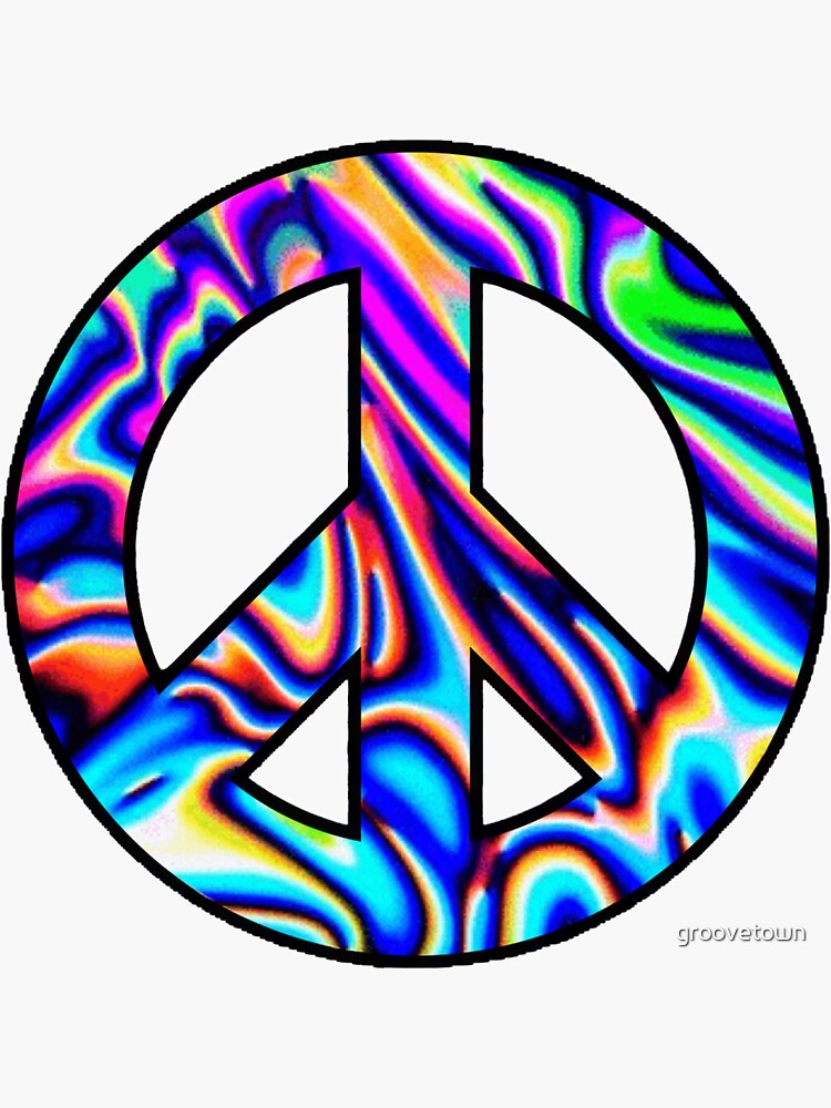 "Colorful Trippy Peace Sign" Sticker for Sale by groovetown Redbubble