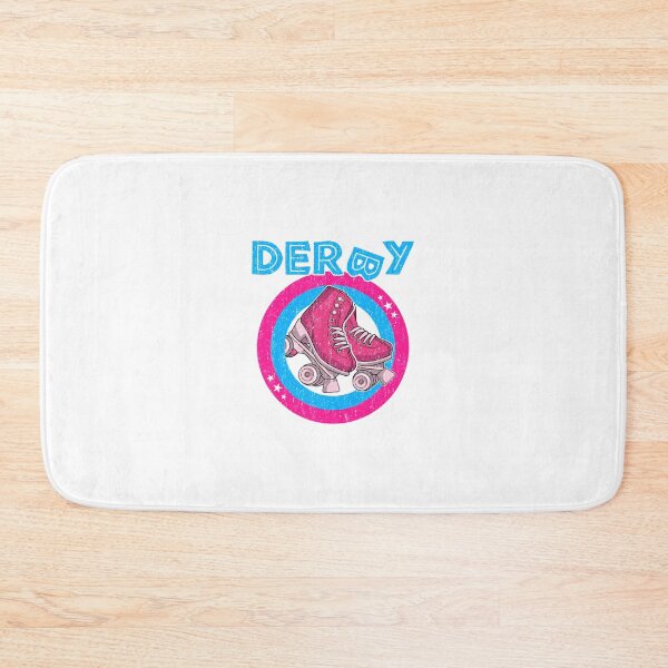 Item preview, Roller Derby Girl 80s Skate Disco - Hot Pink & Blue designed and sold by phoxydesign.