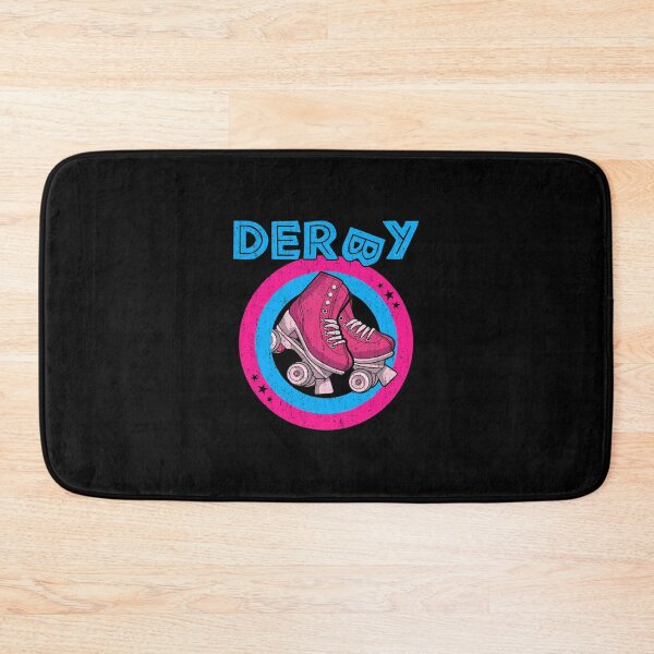 Item preview, Roller Derby Girl 80s Skate Disco - Hot Pink & Blue designed and sold by phoxydesign.