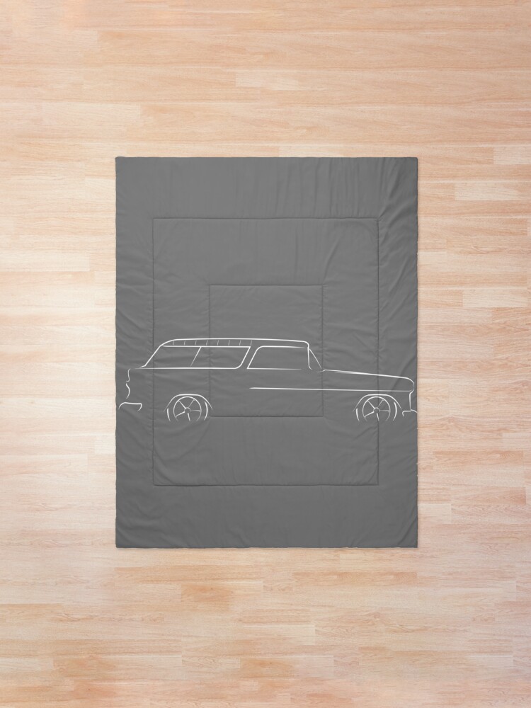 Alternate view of 1955 Nomad - profile stencil, white Comforter