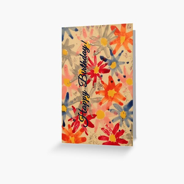 Happy Birthday Floral Print Greeting Card