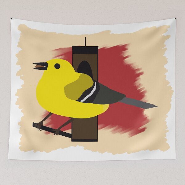 Item preview, Minimalist Pine Warbler on a Bird Feeder designed and sold by BjernRaz.