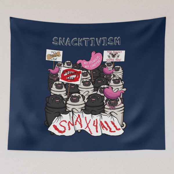 Item preview, Snacktivism: Peaceful, Pugful Protest (Navy Blue) designed and sold by pugventurephoto.