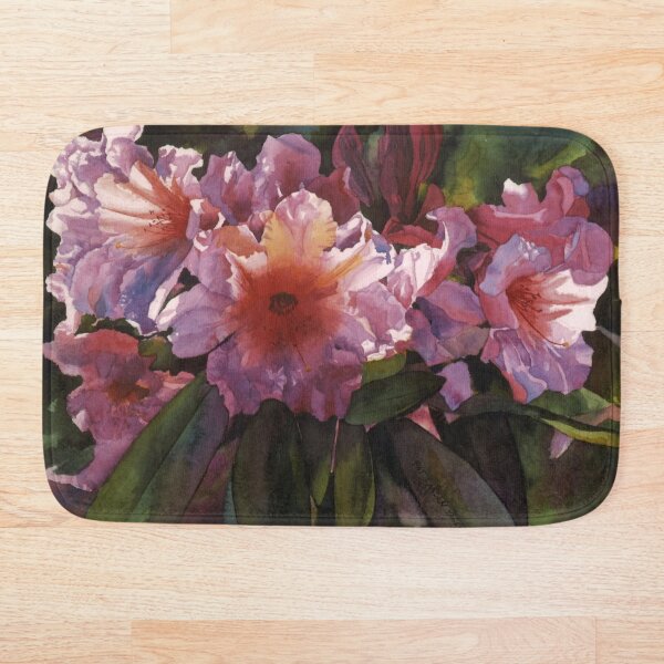 Watercolor "Autumn Gold" Rhododendron Bath Mat