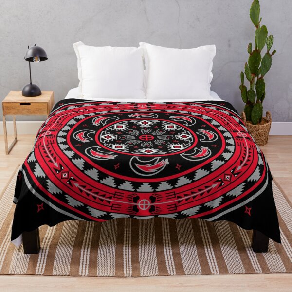 Native American Indian Mandala Owl Beadwork Throw Blanket Soft Lightweight Durable Flannel Fleece Blanket for Bedroom Living Rooms Sofa Couch Camping Travel 80x60 