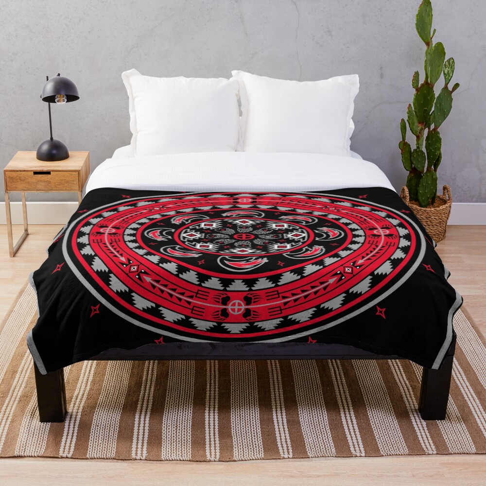 Bear Spirit Red Throw Blanket