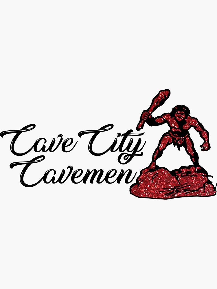 "Cave City Cavemen Glitter" Sticker by abbysdecals Redbubble