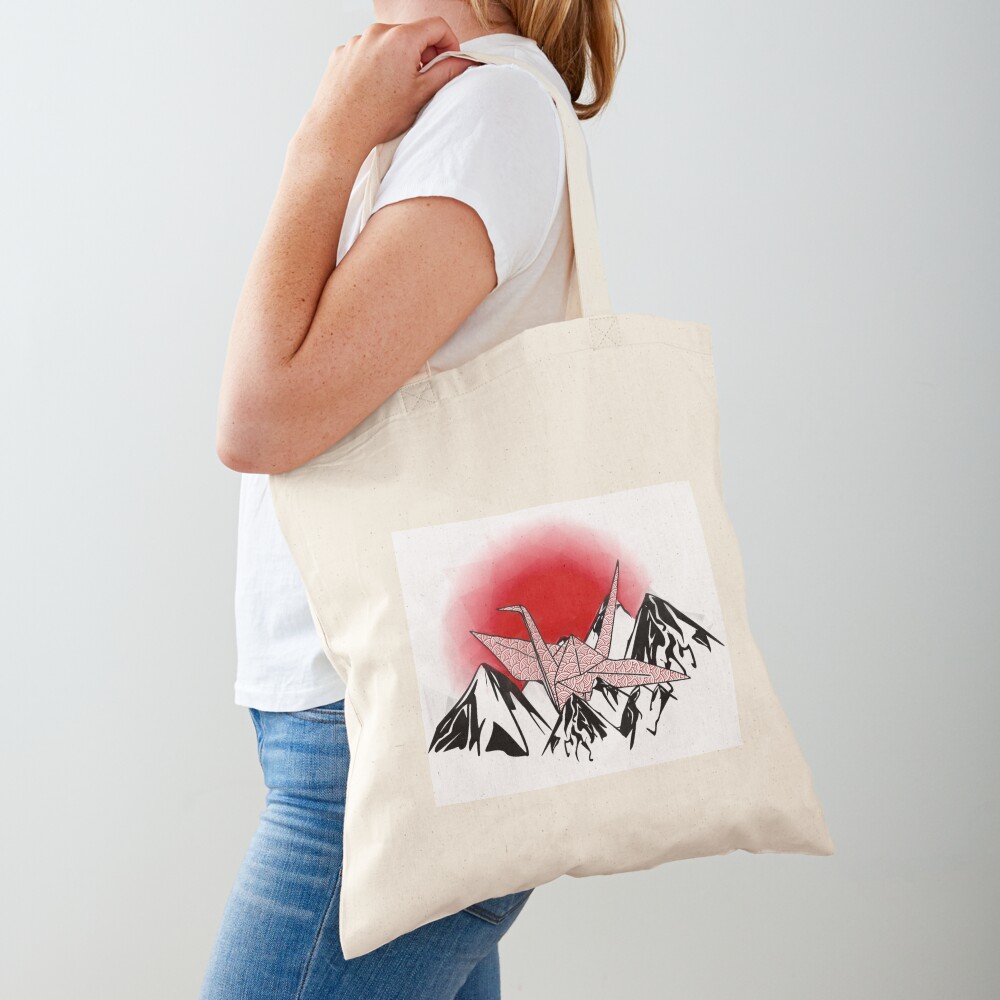 Red origami cranes on navy blue Tote Bag for Sale by Markéta