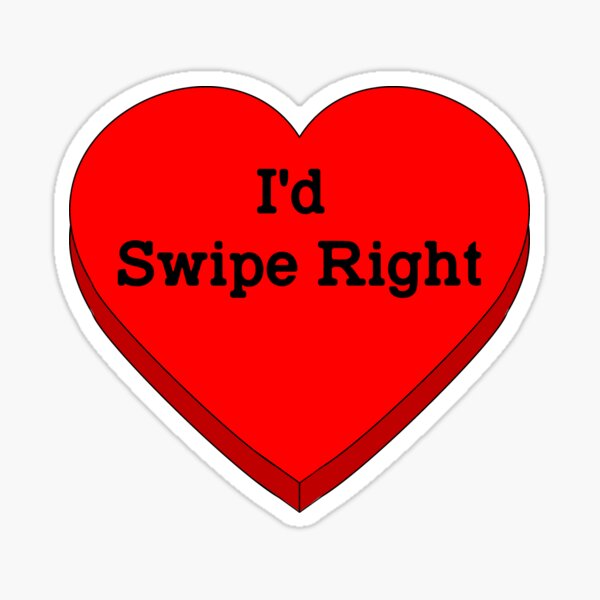 " Vulgar Candy Hearts Swipe Right Red" Sticker by ScapegoatPrints