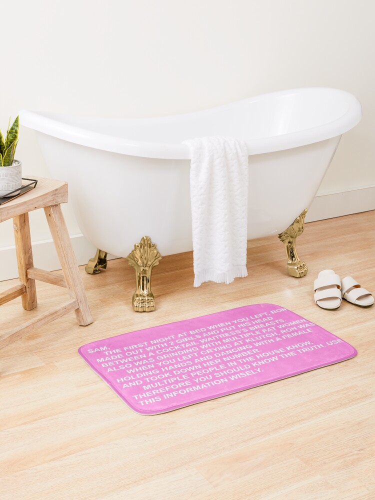 Thumbnail 1 of 6, Bath Mat, the note (in pink) designed and sold by pink pretty.