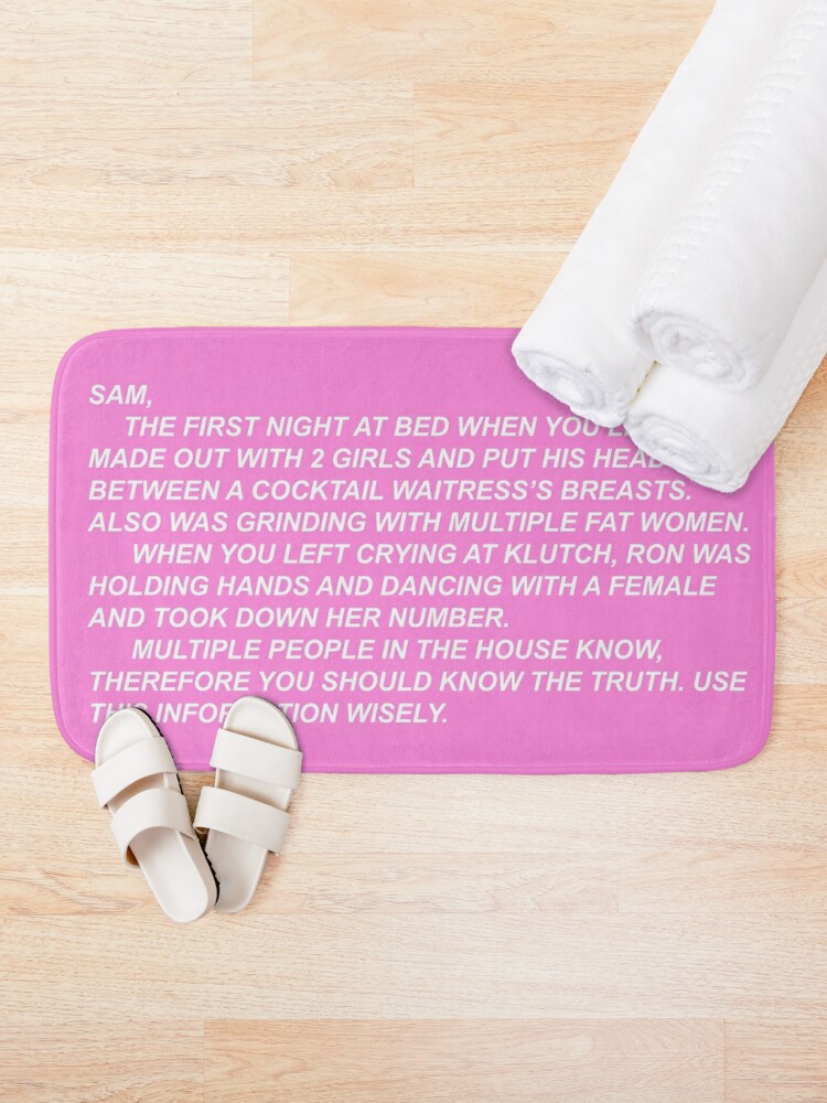 Thumbnail 2 of 6, Bath Mat, the note (in pink) designed and sold by pink pretty.