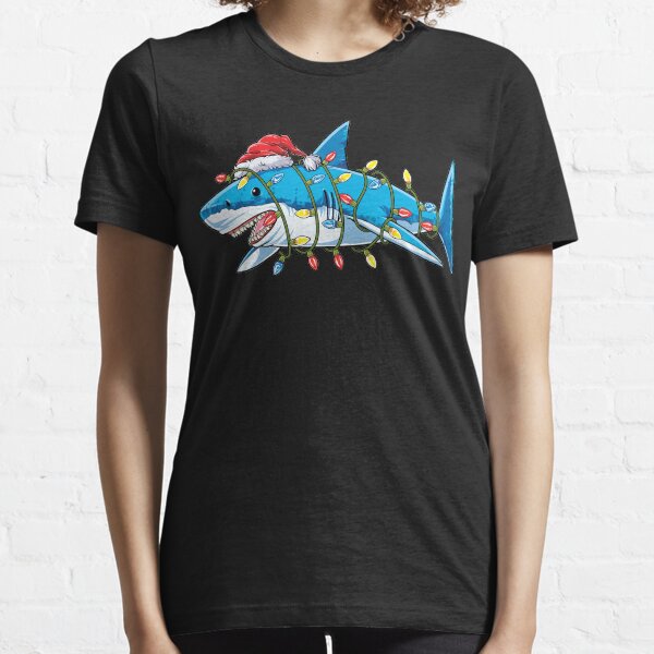 Santa Shark Christmas Lights T shirt Men Sharkmas Xmas Gifts Essential T-Shirt