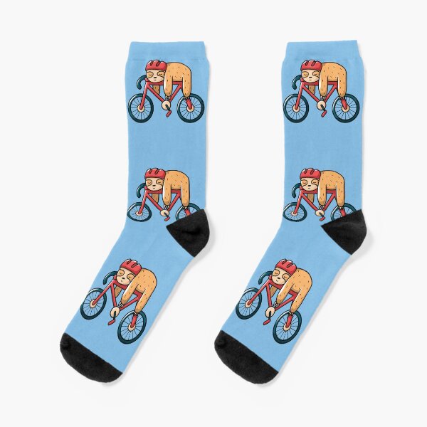 sleeping sloth with bicycle Socks