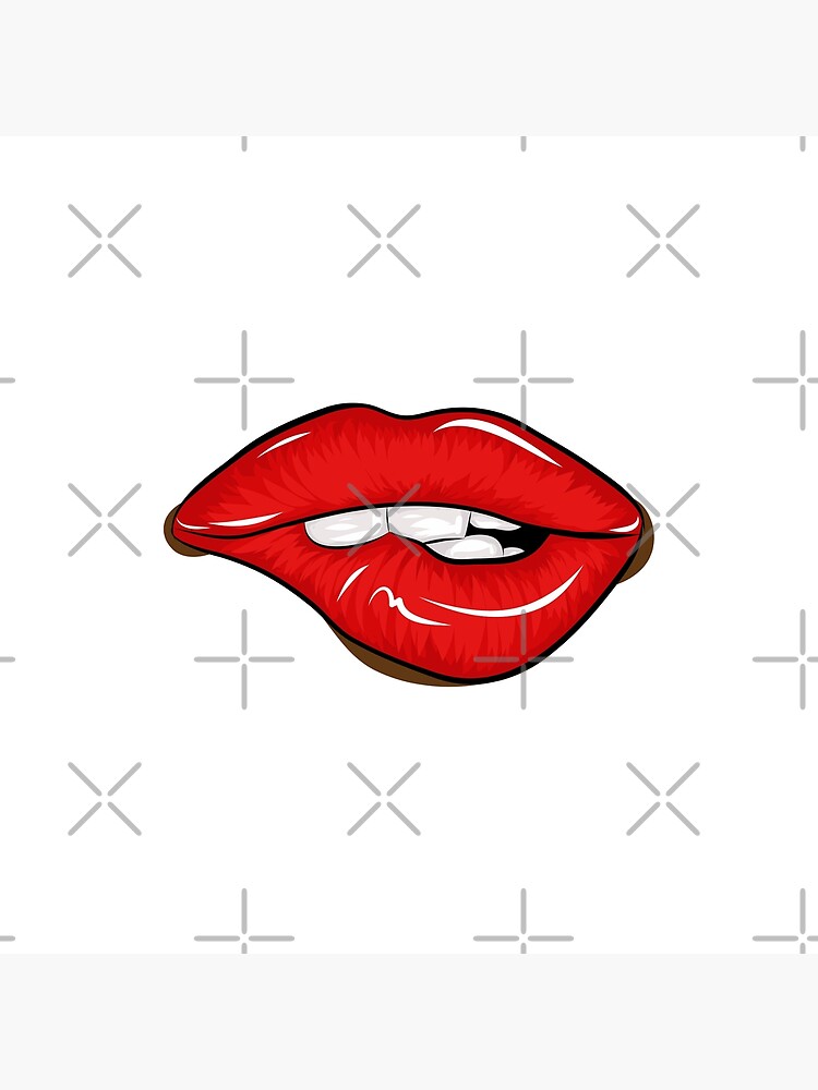 Bite Sexy Lips Drawing Red Lips Biting Retro Icon Canvas Print By Zsuskaa Redbubble