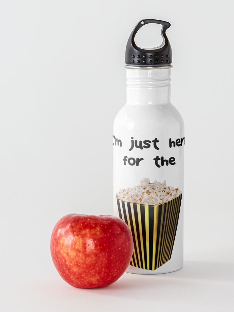 Alternate view of Funny Statement - I'm just here for the popcorn Water Bottle