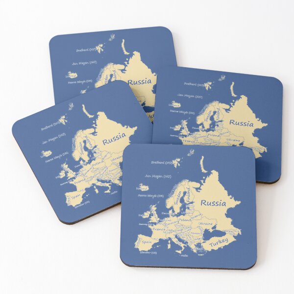 Item preview, Europe Map Graphic Printed Map Art blue background designed and sold by mashmosh.