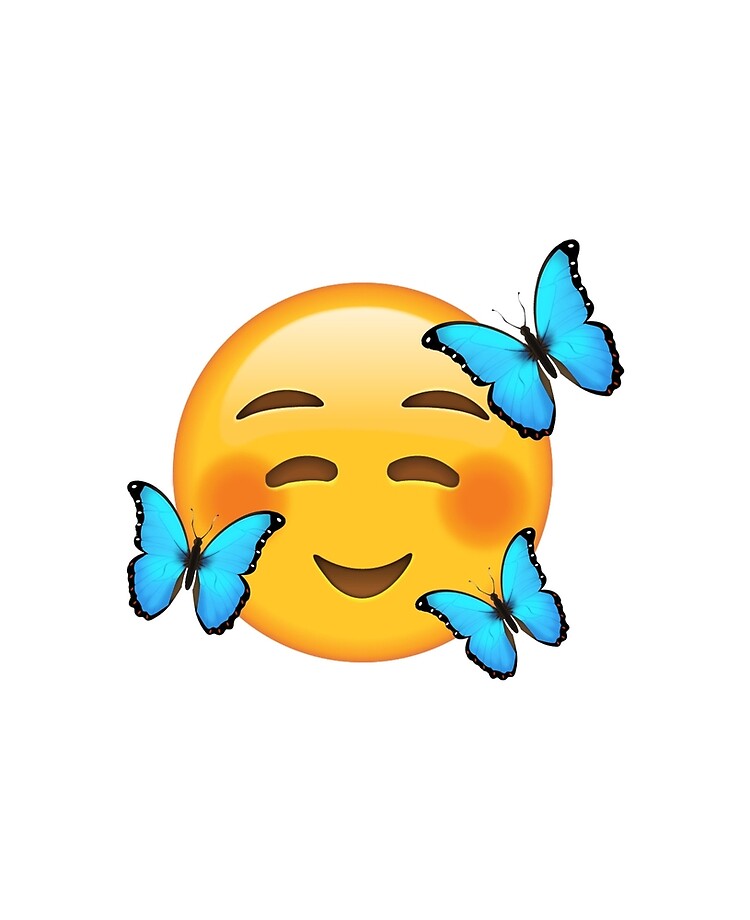Cute Smiling Emoji with Butterflies.\