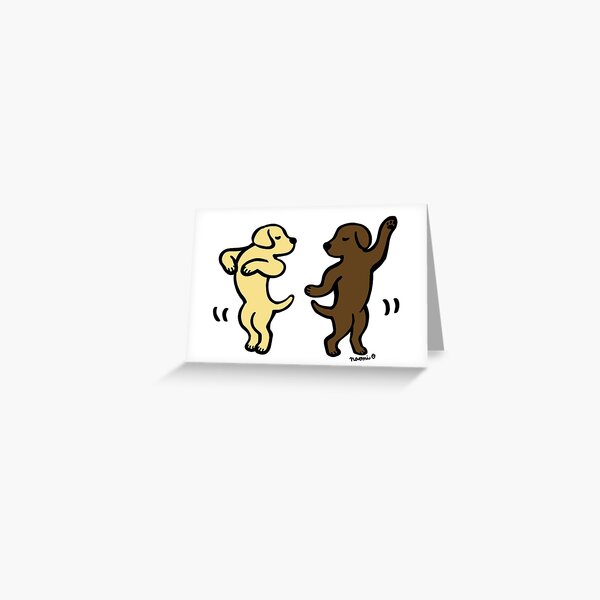 Dance Yellow Labrador and Chocolate Labrador Greeting Card