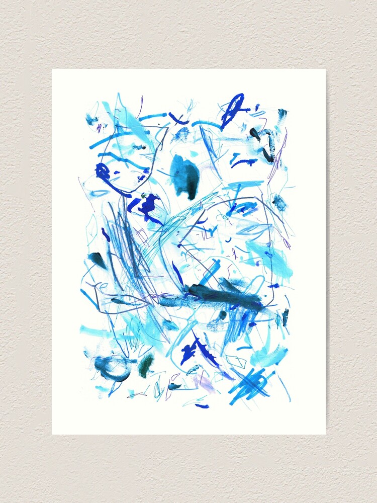 Alternate view of Blue Mark Making Abstract Art Art Print