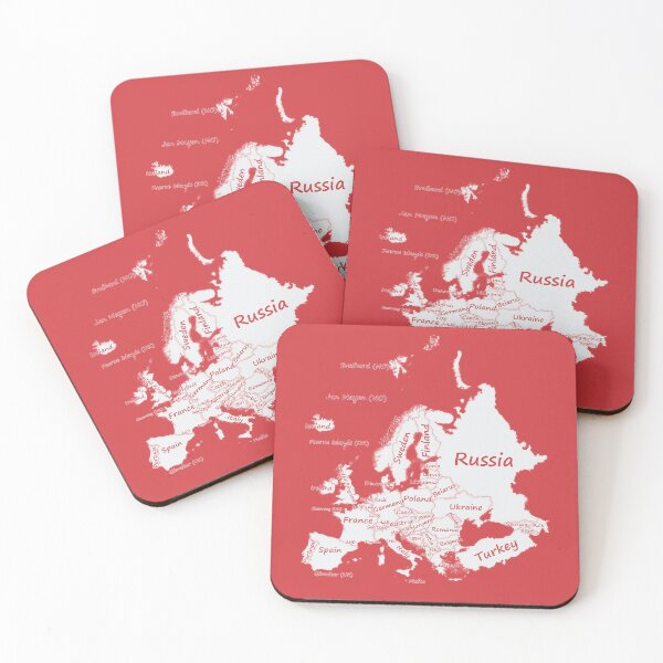 Item preview, Europe Map Graphic Printed Map Art red (Flame Scarlet) background designed and sold by mashmosh.