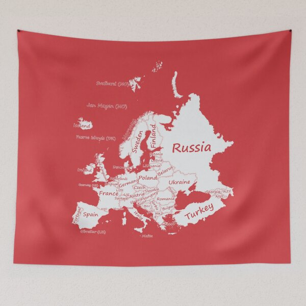Item preview, Europe Map Graphic Printed Map Art red (Flame Scarlet) background designed and sold by mashmosh.