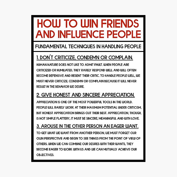 Item preview, How To Win Friends And Influence People - Fundamental Techniques In Handling People designed and sold by JackCurtis1991.
