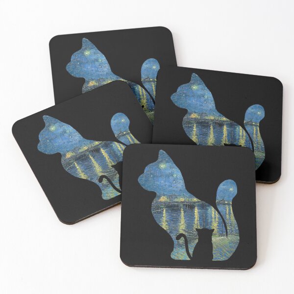 Item preview, Cat Watching The Starry Night Over The Rhone - Van Gogh Painting designed and sold by maryedenoa.