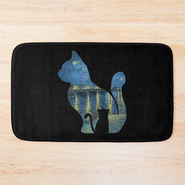 Item preview, Cat Watching The Starry Night Over The Rhone - Van Gogh Painting designed and sold by maryedenoa.