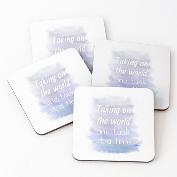 Taking On The World One Task At A Time (white) Motivational Coasters (Set of 4)