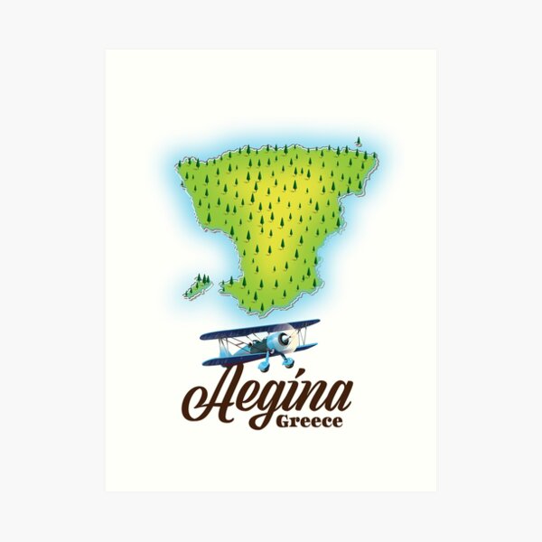 Aegina Greece island map Art Print