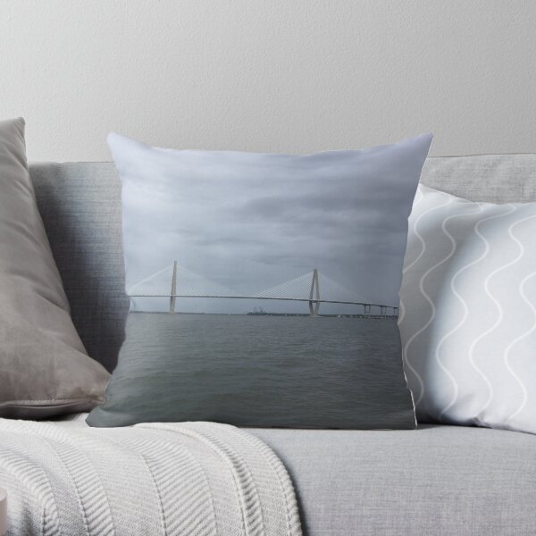 bridge over sea Throw Pillow