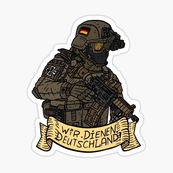 deutscher bundeswehrsoldat, streitkräfte von deutschland. mit motto. Sticker