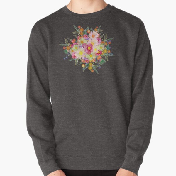 Watercolour Bush Wildflower Garden Pullover Sweatshirt