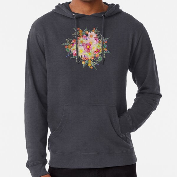 Watercolour Bush Wildflower Garden Lightweight Hoodie