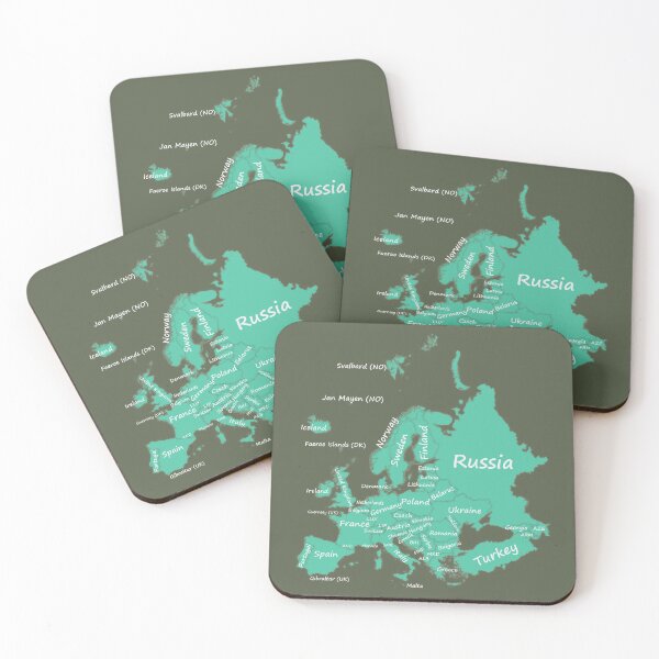Item preview, Europe Map Graphic Printed Map Art Biscay Green and Chive background designed and sold by mashmosh.