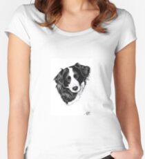 Border Collie Portrait Women's Fitted Scoop T-Shirt
