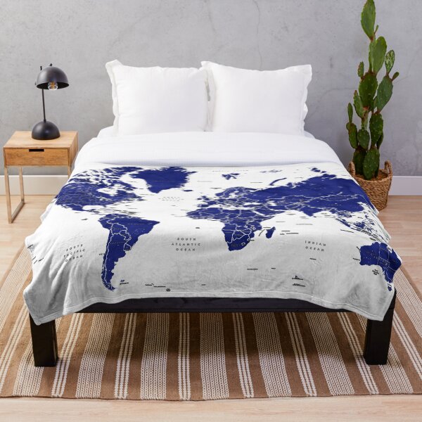 Item preview, Navy blue world map with countries designed and sold by blursbyai.